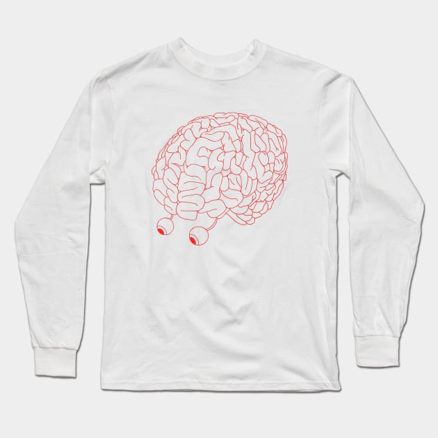 Brain_Red Long Sleeve T-Shirt by ADEHLALEE